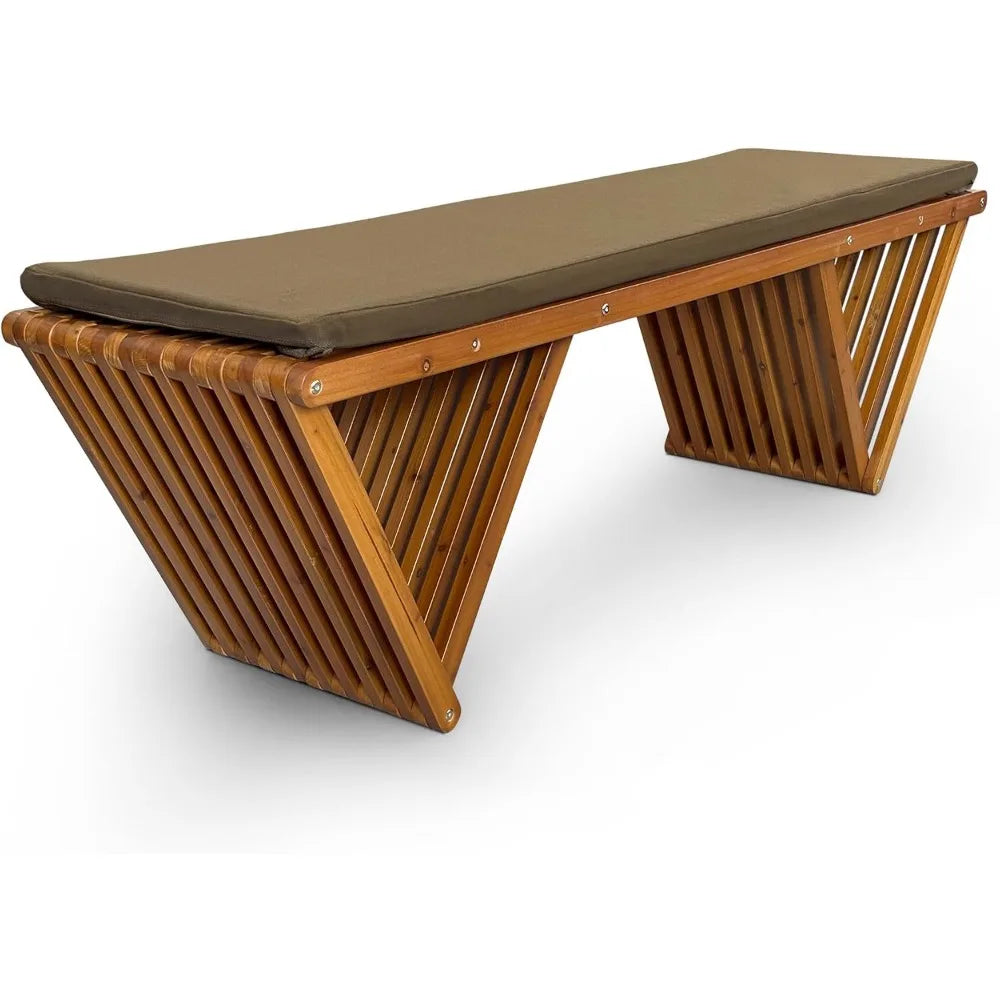 ’2-Seater Fir Wood Bench - Weatherproof Cushion & Varnish Coating for Patio/Yard’ - United States - Standard Bench