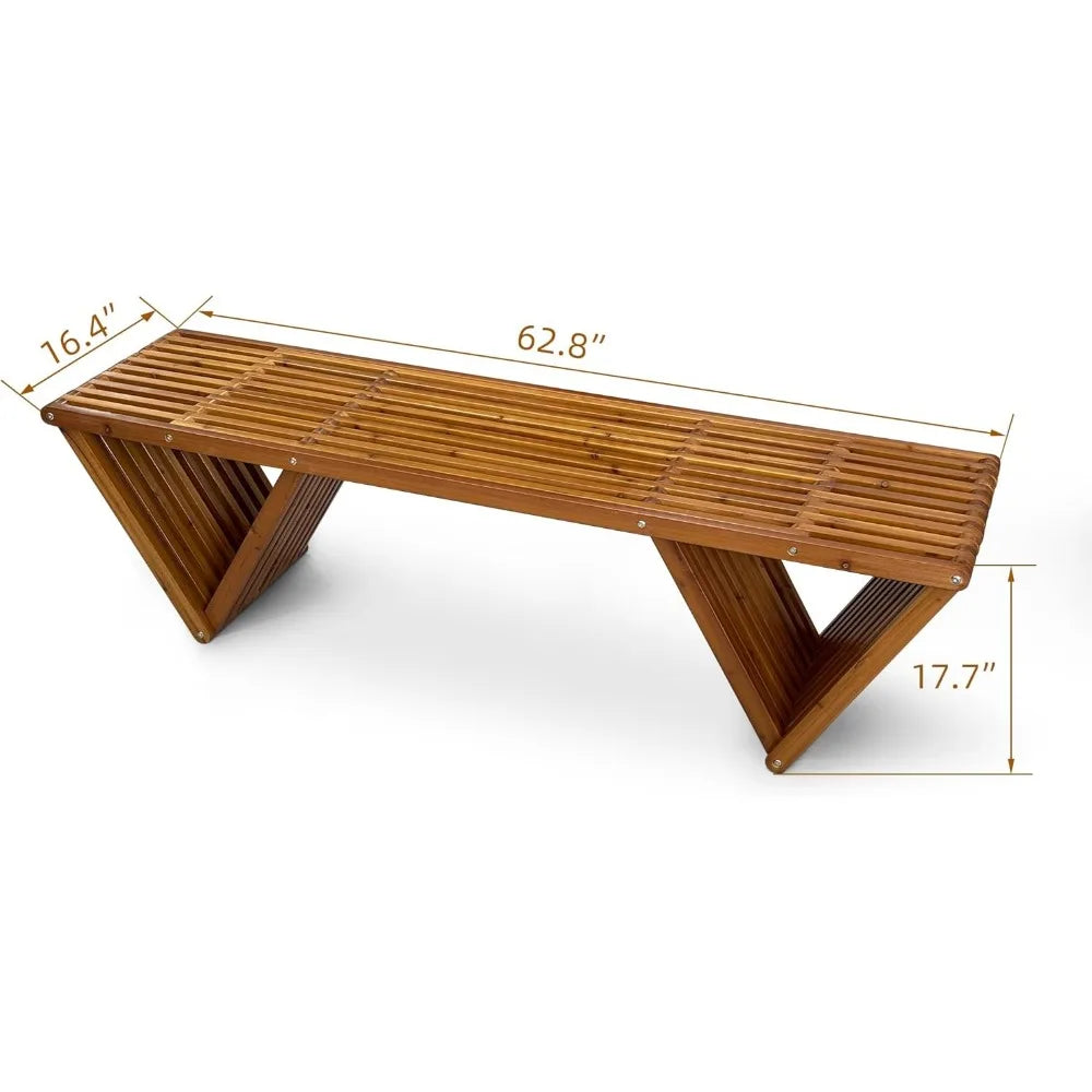 ’2-Seater Fir Wood Bench - Weatherproof Cushion & Varnish Coating for Patio/Yard’ - United States - Standard Bench