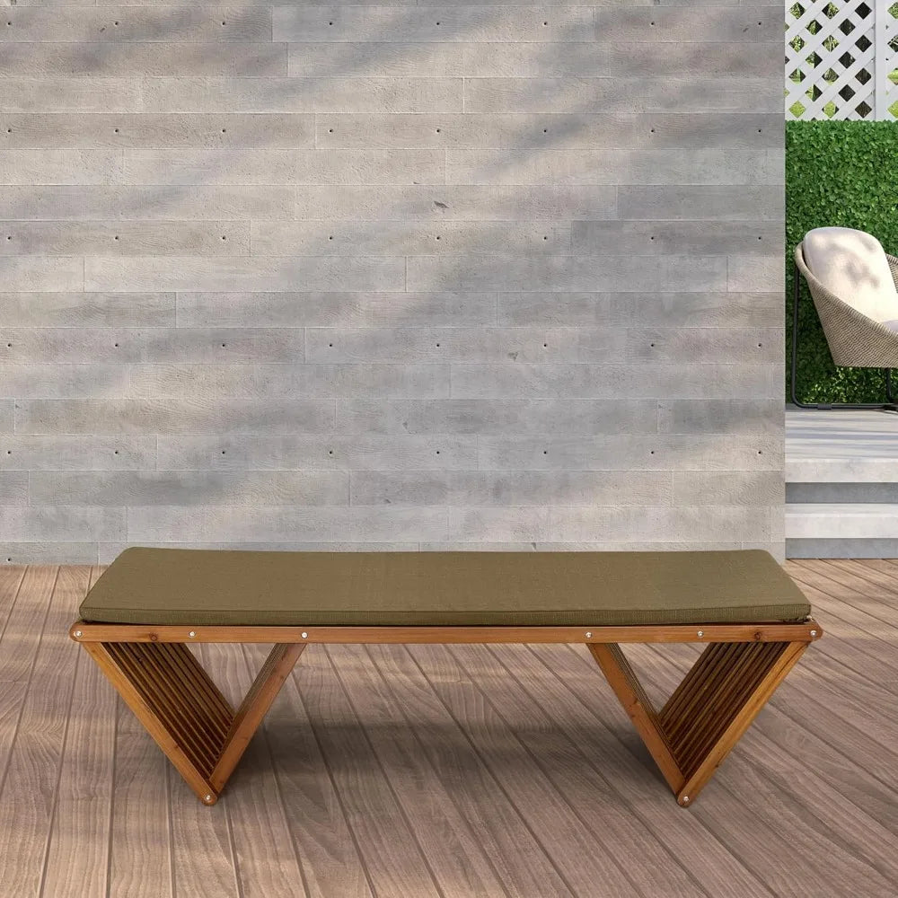 ’2-Seater Fir Wood Bench - Weatherproof Cushion & Varnish Coating for Patio/Yard’ - United States - Standard Bench