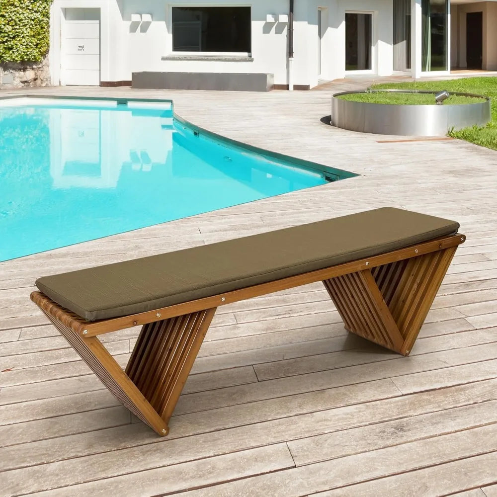 ’2-Seater Fir Wood Bench - Weatherproof Cushion & Varnish Coating for Patio/Yard’ - United States - Standard Bench