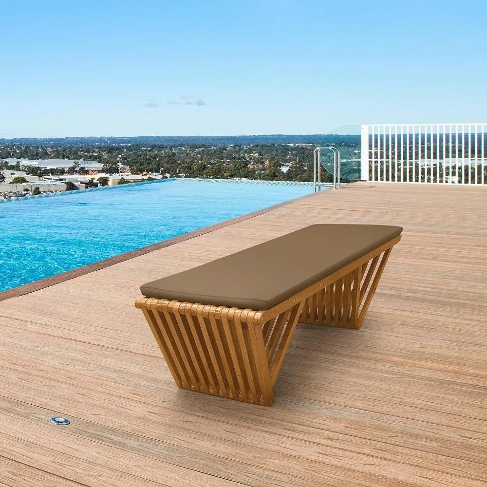 ’2-Seater Fir Wood Bench - Weatherproof Cushion & Varnish Coating for Patio/Yard’ - United States - Standard Bench