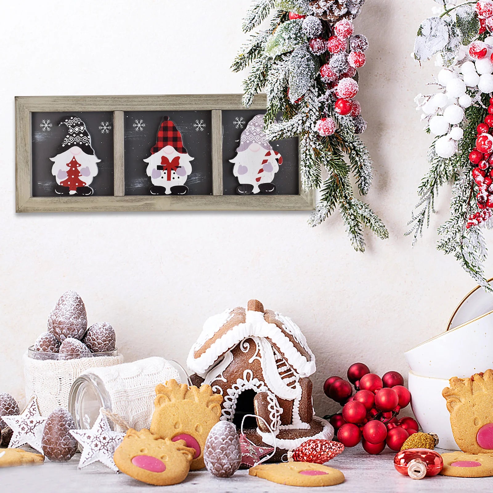 2pcs wooden snowman family sign tabletop mantel centerpieces merry christmas figurines winter xmas indoor outdoor gift