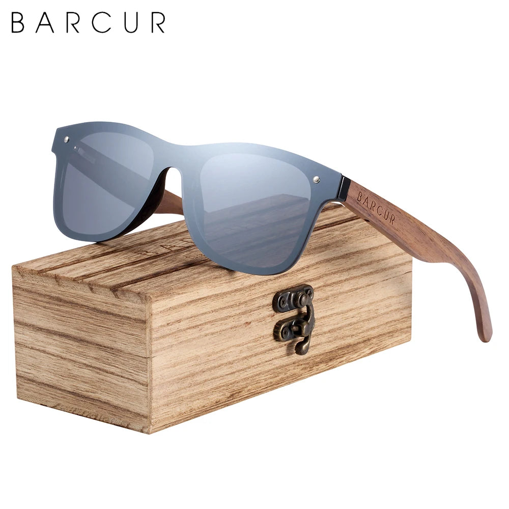 Barcur wood sunglasses natural black walnut sun glasses for men eyewear women polarized uv400 oculos de sol masculino