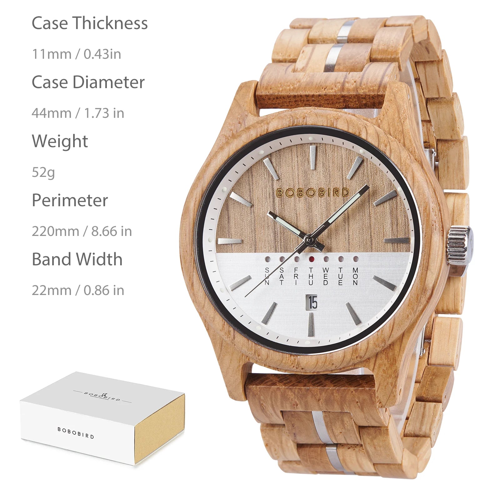Bobo bird wooden quartz watch vintage man with calendar original luxury brands men’s wristwatch 2024 new arrival