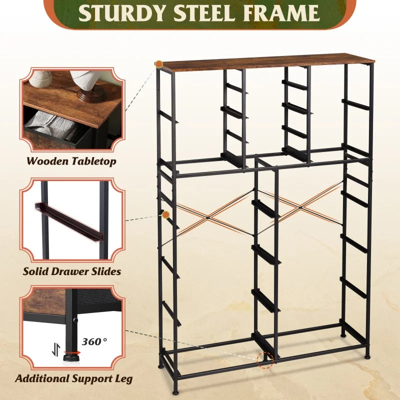 Galaxhero 16 drawer fabric dresser storage organizer for bedroom closet hallway with bins tall chest of drawers