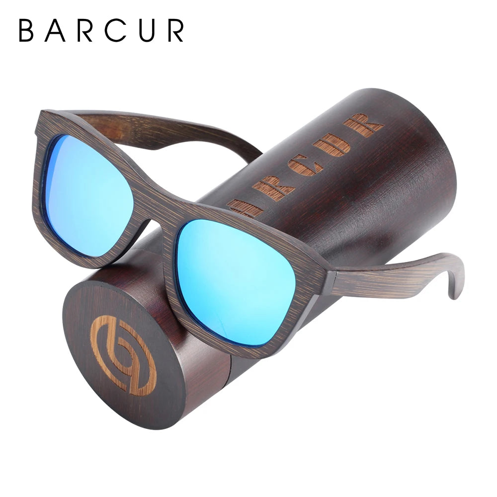 Barcur natural wooden sunglasses polarized men handmade bamboo sun glasses for women with original package