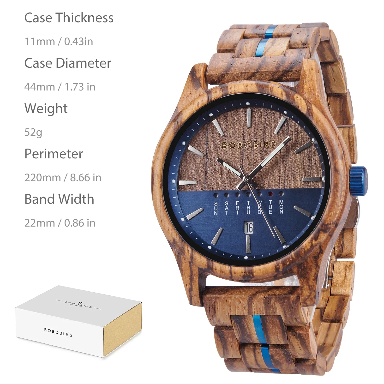 Bobo bird wooden quartz watch vintage man with calendar original luxury brands men’s wristwatch 2024 new arrival