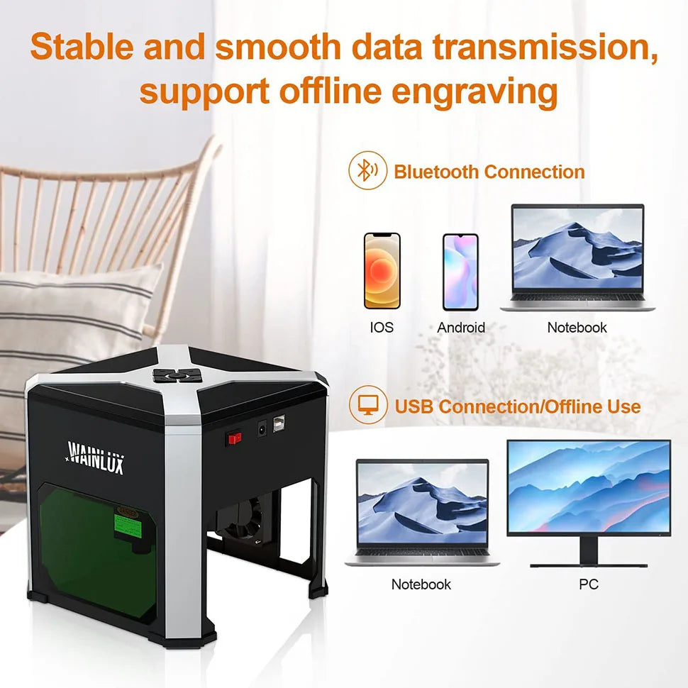Wainlux laser engraver k6 3000mw cnc bluetoot mini engraving machine diy logo mark printer cutter woodworking wood