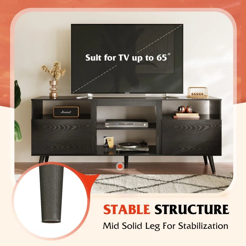 Galaxhero tv stand for 65 inch entertainment center with 2 storage cabinets media console living room bedroom office