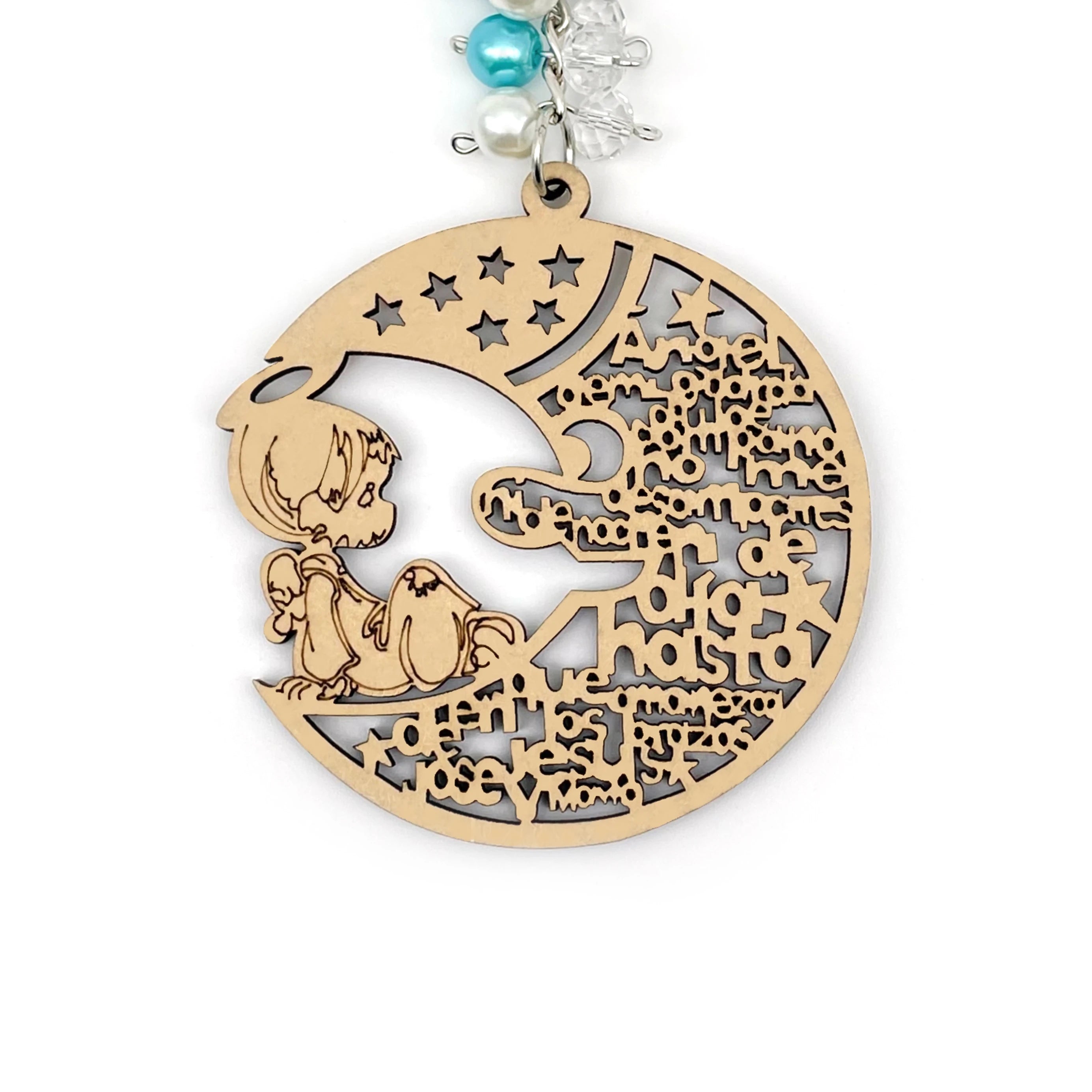 12pcs baptism angel moon boy wood keychain recuerdos de bautizo first communion quinceanera for boy girl - united