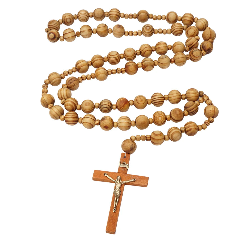 1 pcs 40-inch large wooden wall rosary – oversized décor & prayer beads - united states - necklace
