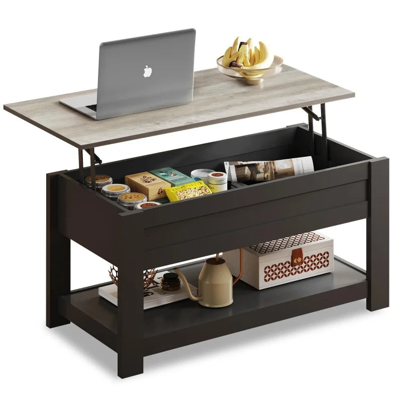 Galaxhero 39 inch lift top coffee table with hidden compartment and storage shelf for living room furniture