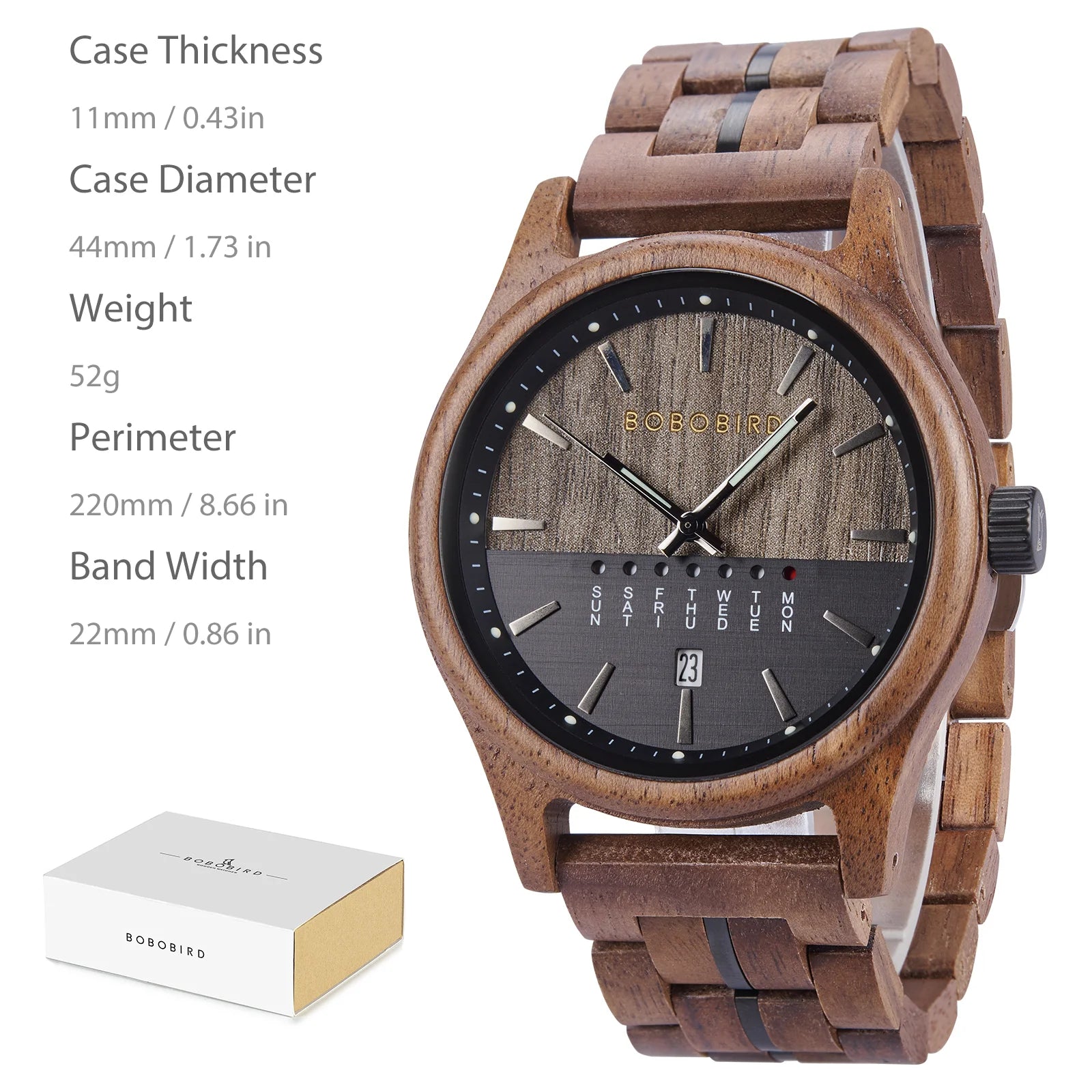 Bobo bird wooden quartz watch vintage man with calendar original luxury brands men’s wristwatch 2024 new arrival