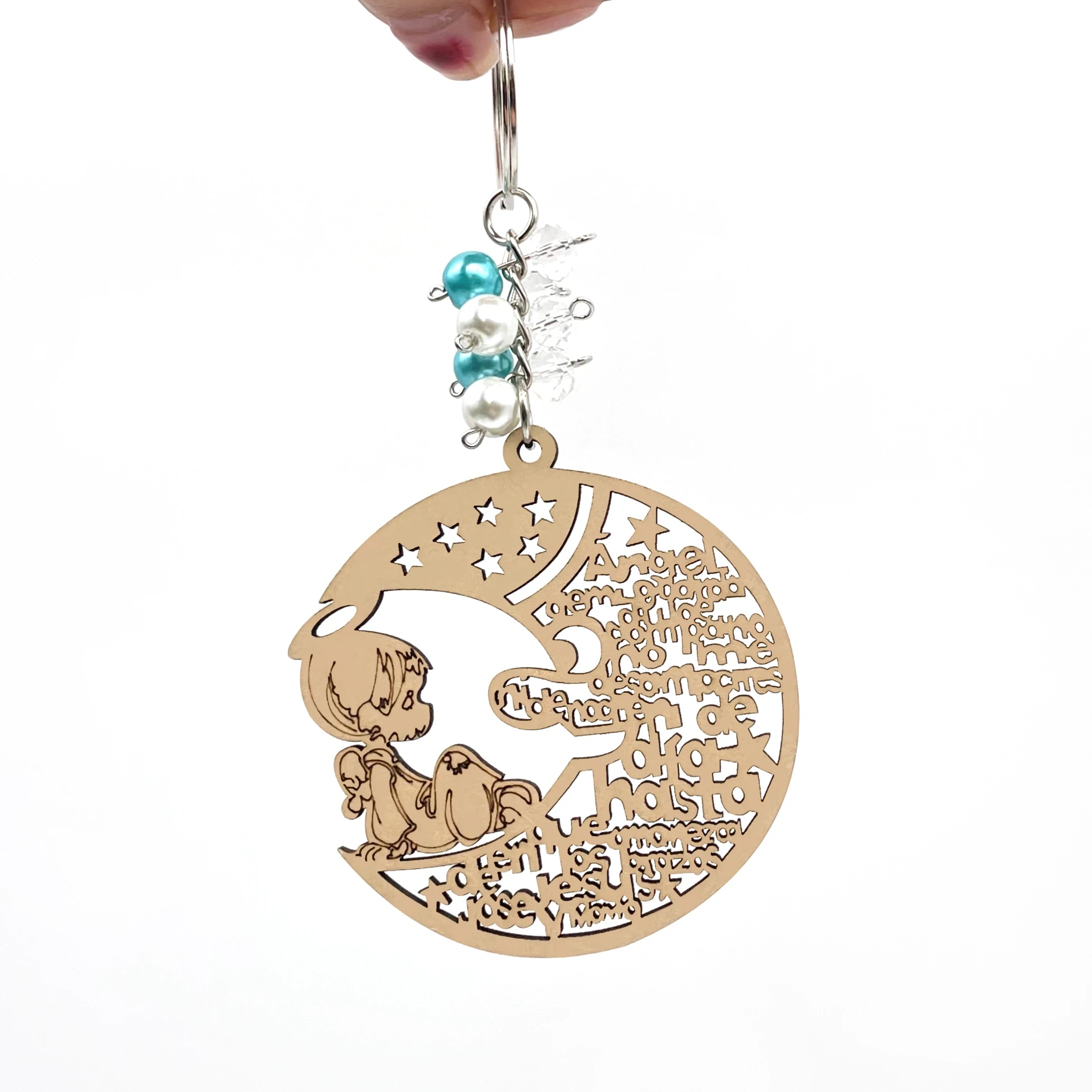 12pcs baptism angel moon boy wood keychain recuerdos de bautizo first communion quinceanera for boy girl - united