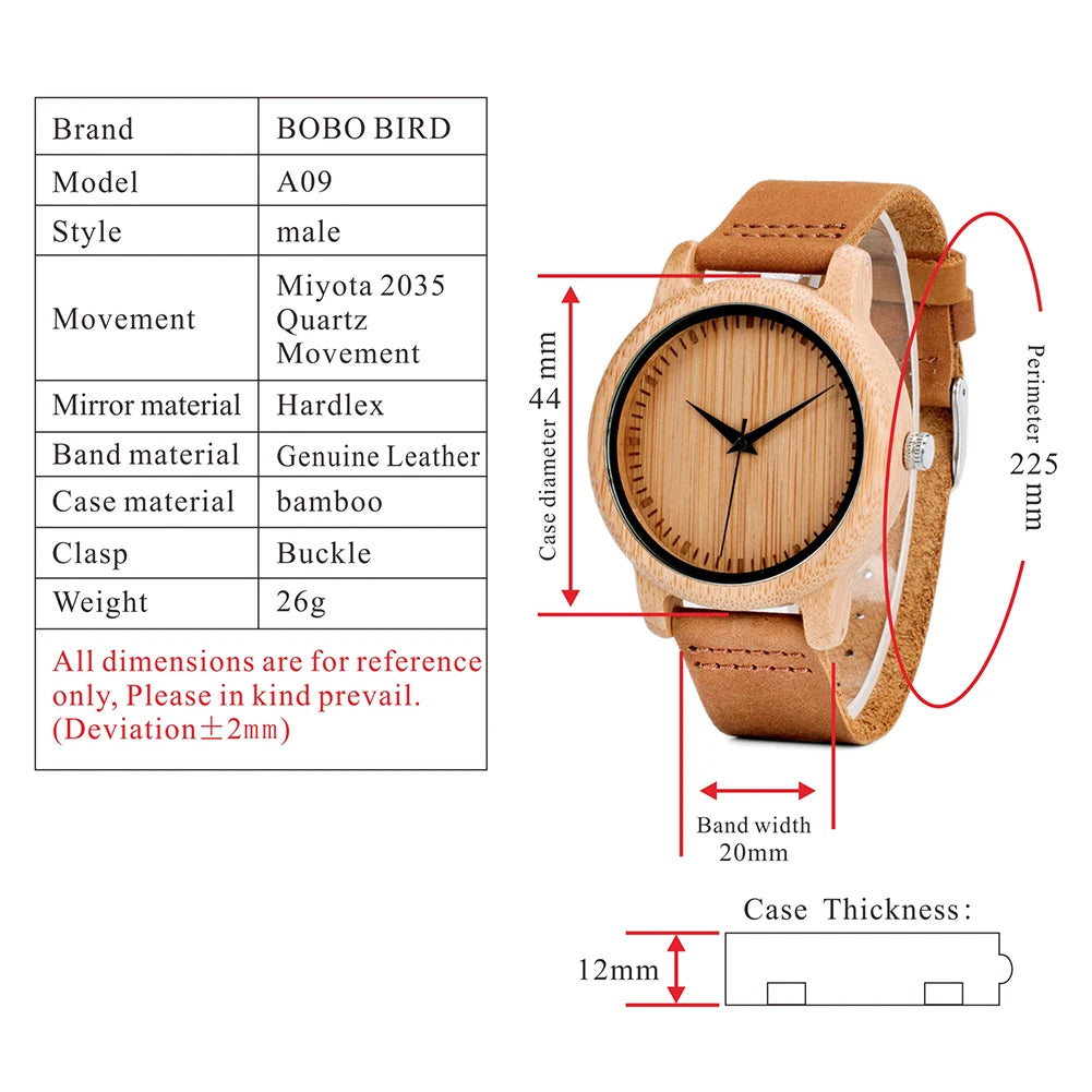 Bobo bird watch women relogio masculino quartz watches men bamboo wood couple wristwatches gifts items drop shipping