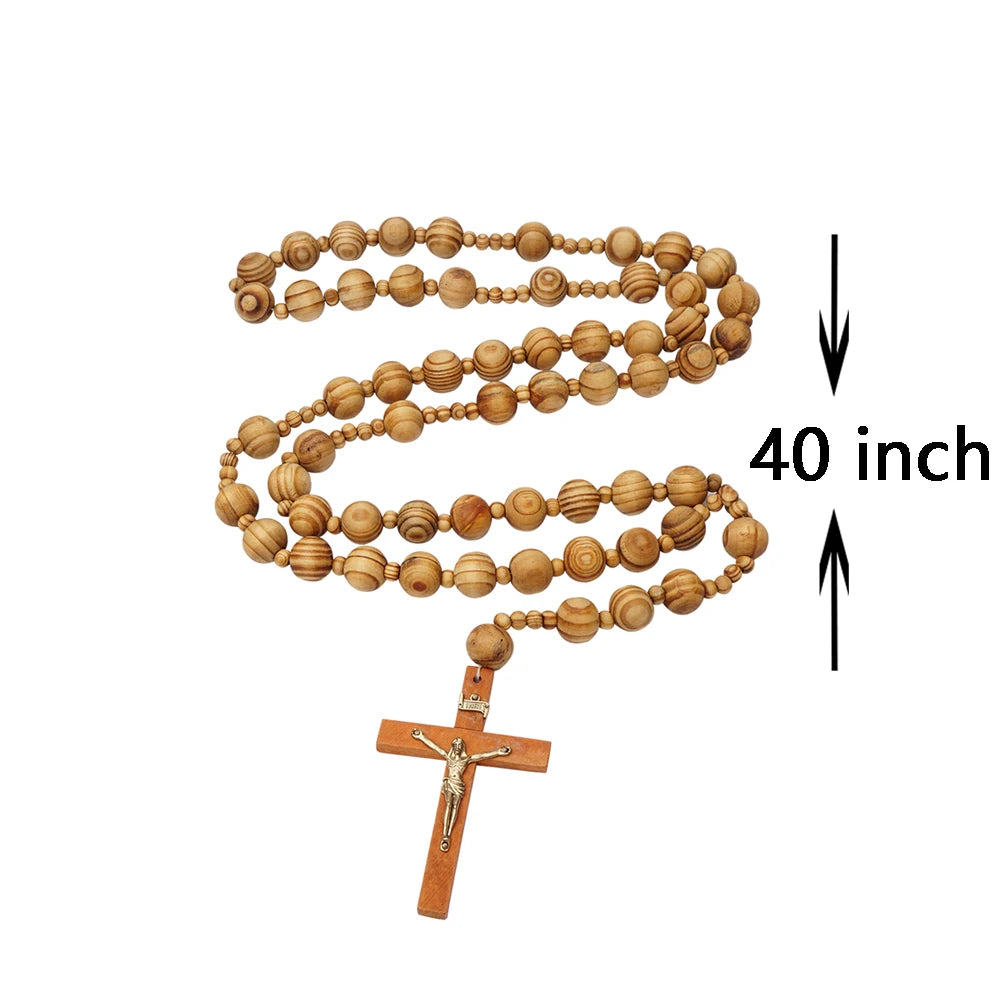 1 pcs 40-inch large wooden wall rosary – oversized décor & prayer beads - united states - necklace