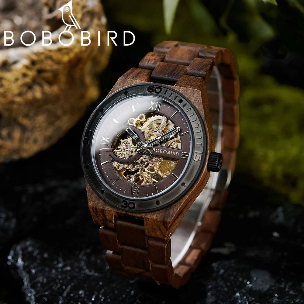Top luxury men’s watches bobo bird mechanical wristwatch wooden relogio masculino custom father’s day gift box