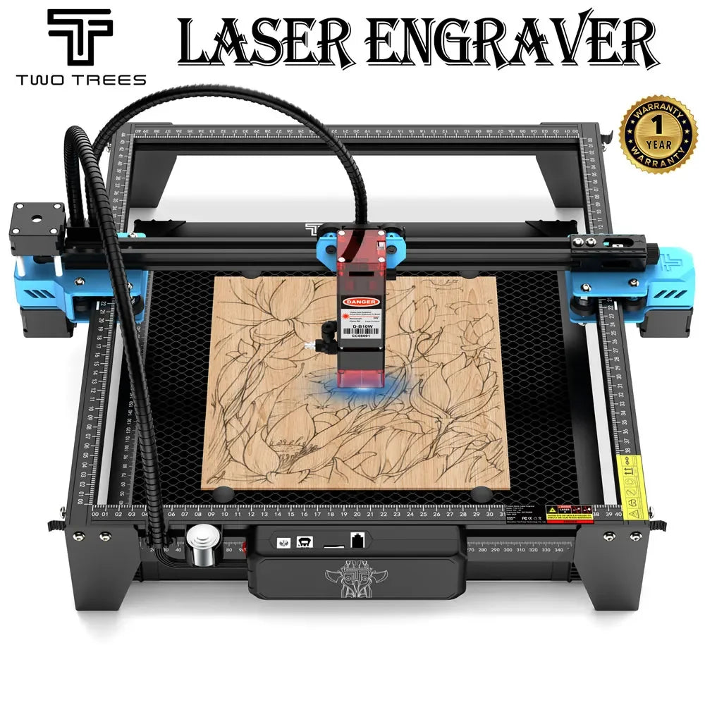 Twotrees tts-10 pro laser engraver stainless steel engraving machine diy woodwork cutting 445±5nm blue light cnc