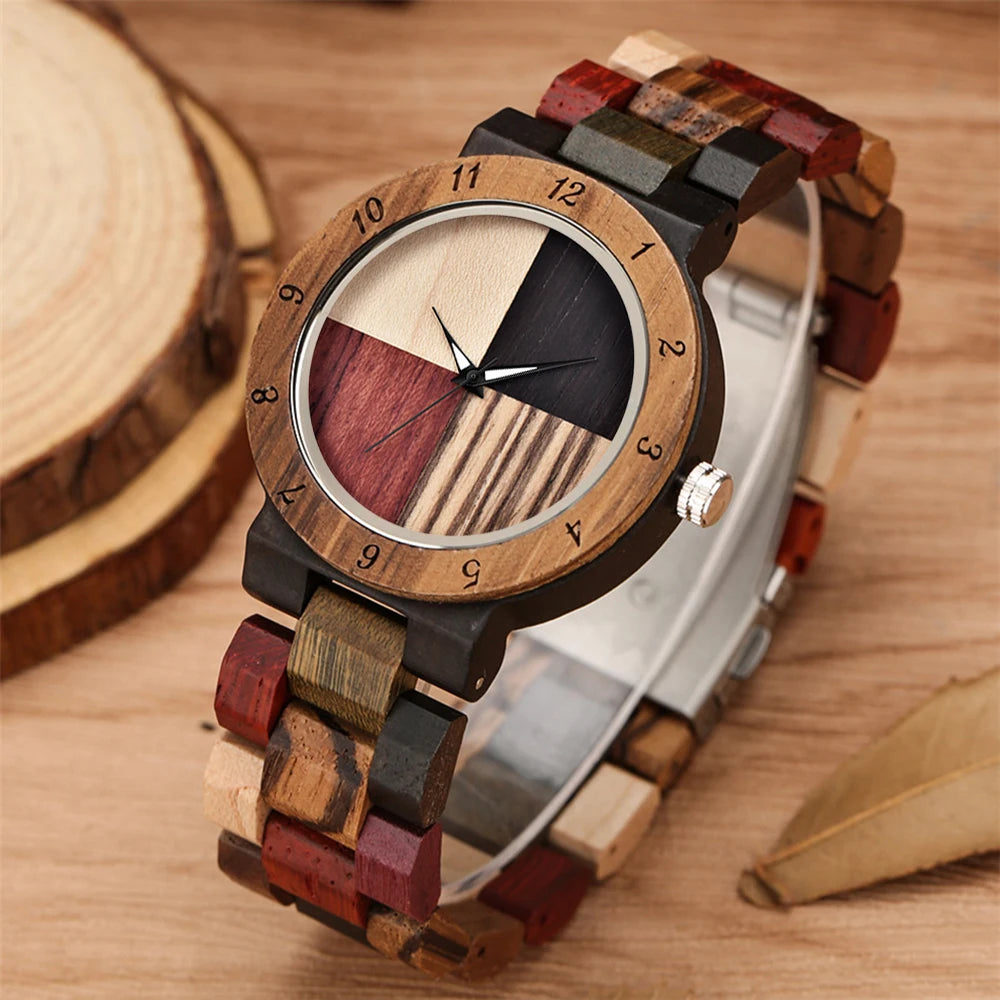 Top luxury brand ladies full wood color watch fashion quartz wristwatches bracelet couple birthday gift for women