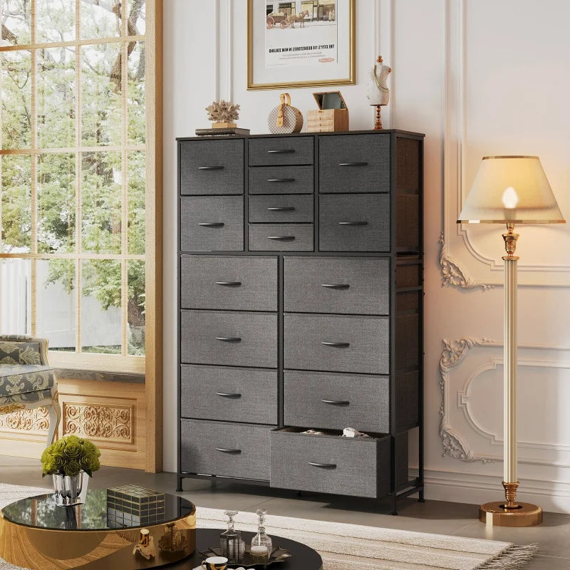 Galaxhero 16 drawer fabric dresser storage organizer for bedroom closet hallway with bins tall chest of drawers