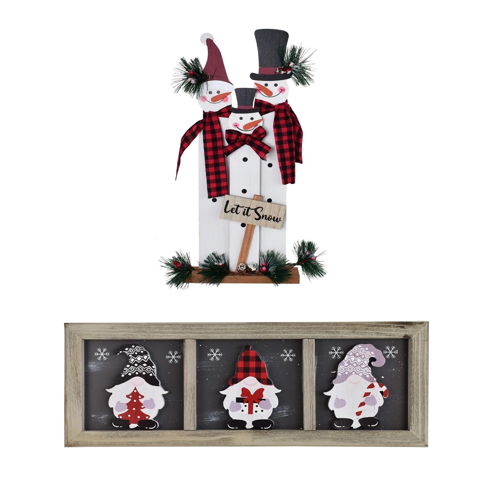 2pcs wooden snowman family sign tabletop mantel centerpieces merry christmas figurines winter xmas indoor outdoor gift