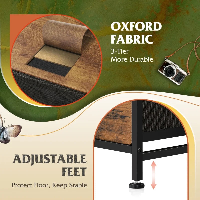 Galaxhero 9 drawer fabric dresser tall storage bedroom hallway closet bins steel frame easy pull rustic grain - brown