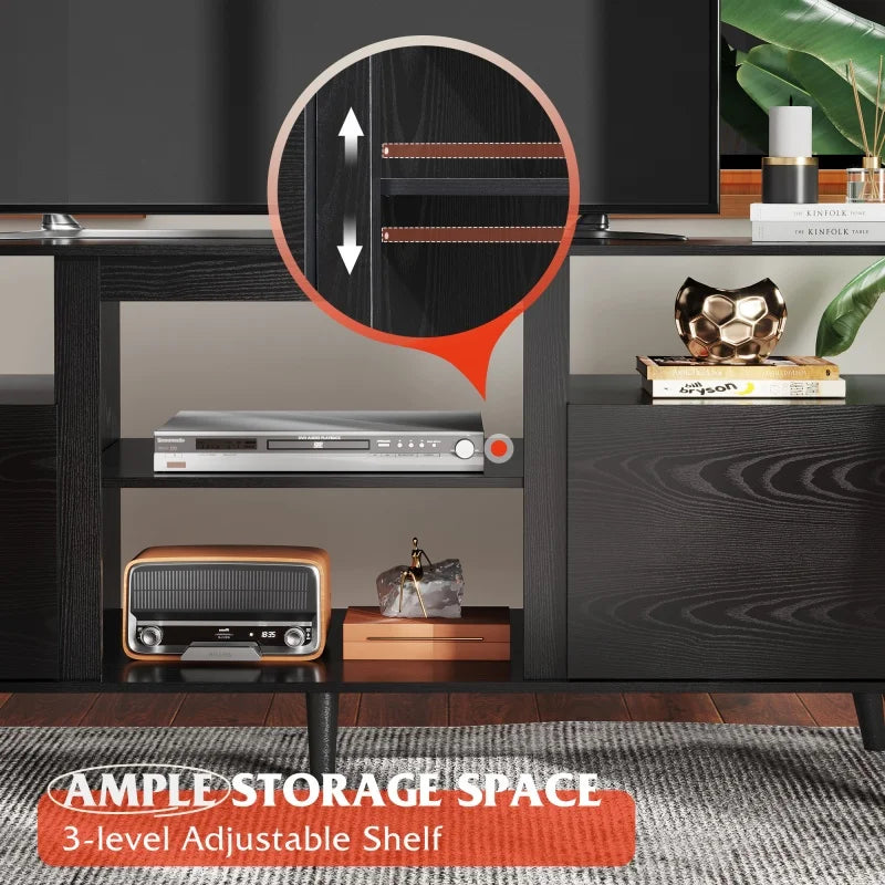 Galaxhero tv stand for 65 inch entertainment center with 2 storage cabinets media console living room bedroom office