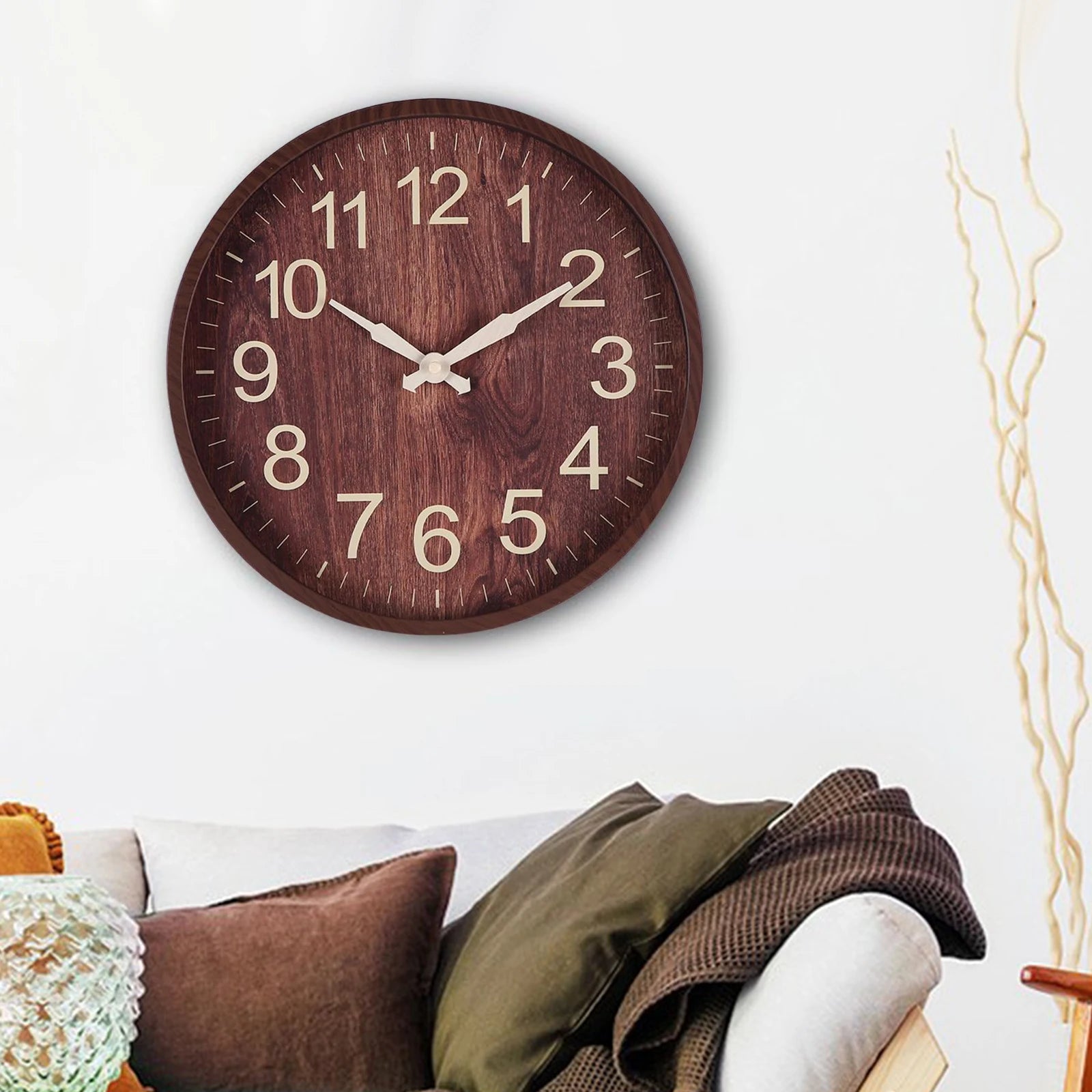 12inch wooden wall clock silent modern round hanging clocks elegant bedroom hallway home office decoration
