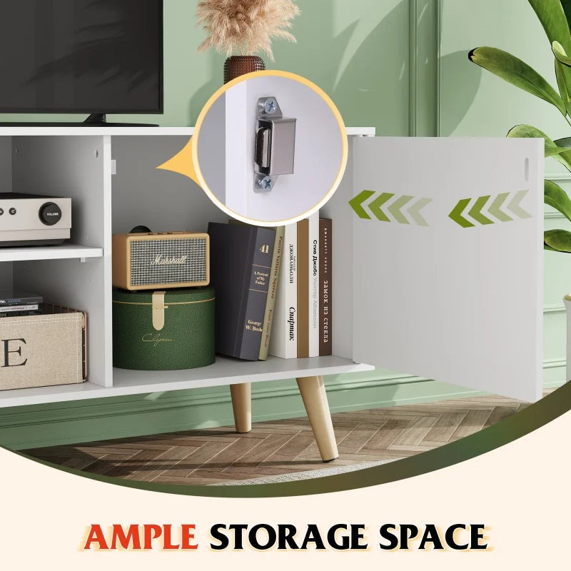 Galaxhero tv stand for 55 inch mid century modern console with storage cabinet entertainment center living room