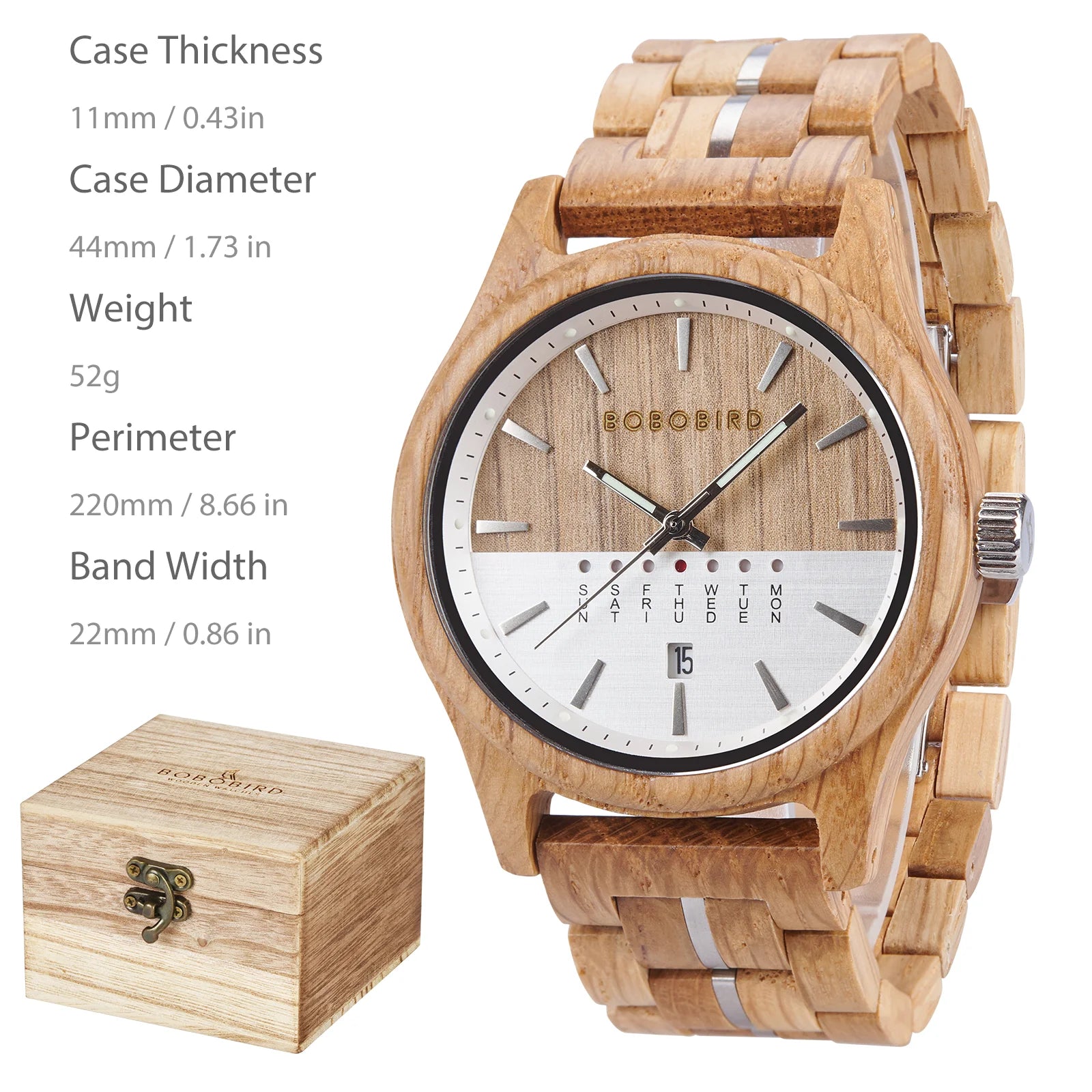 Bobo bird wooden quartz watch vintage man with calendar original luxury brands men’s wristwatch 2024 new arrival