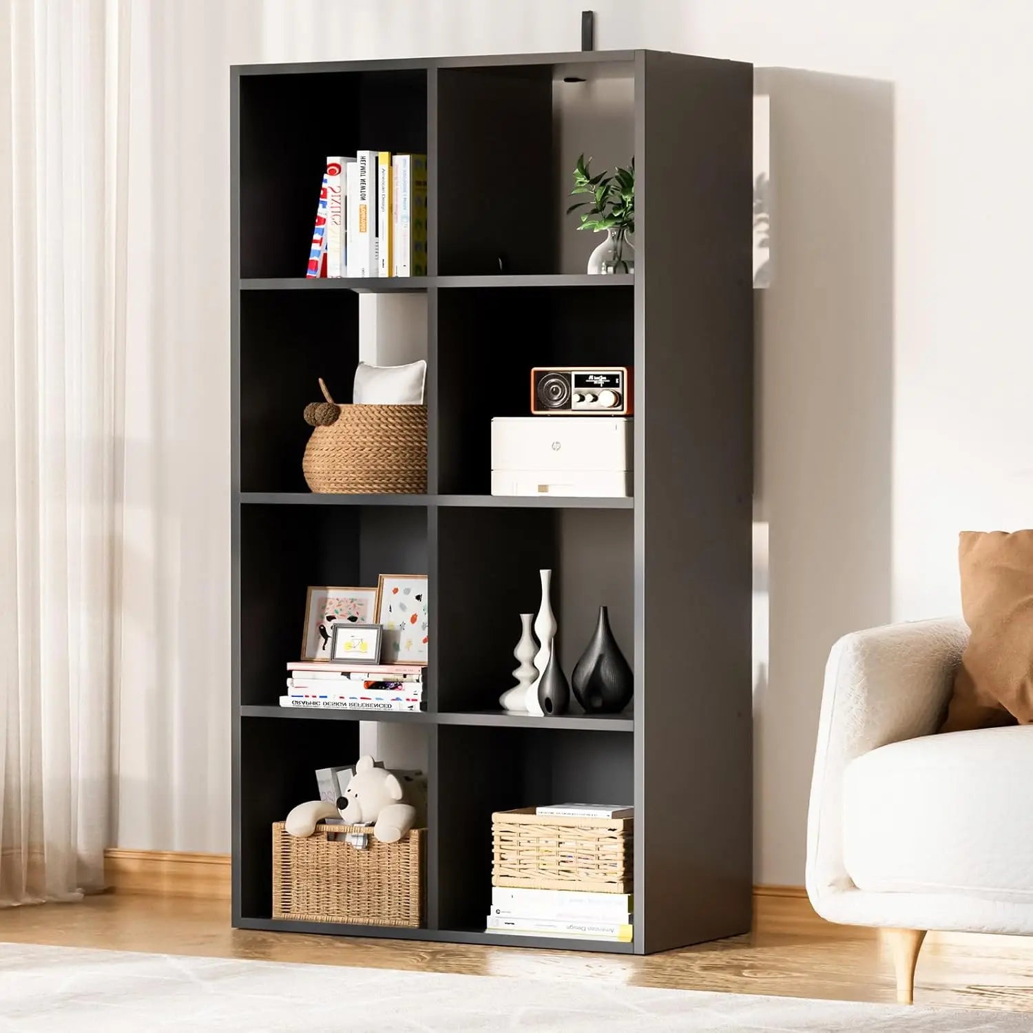 Comhoma wood cube storage organizer with open back&removable back panels 11in bookshelf cubicle shelf bookcase - 8