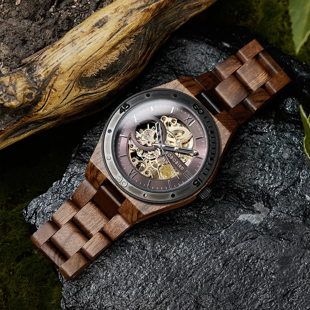 Top luxury men’s watches bobo bird mechanical wristwatch wooden relogio masculino custom father’s day gift box