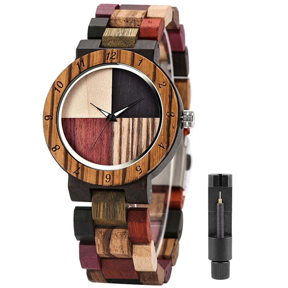 Top luxury brand ladies full wood color watch fashion quartz wristwatches bracelet couple birthday gift for women