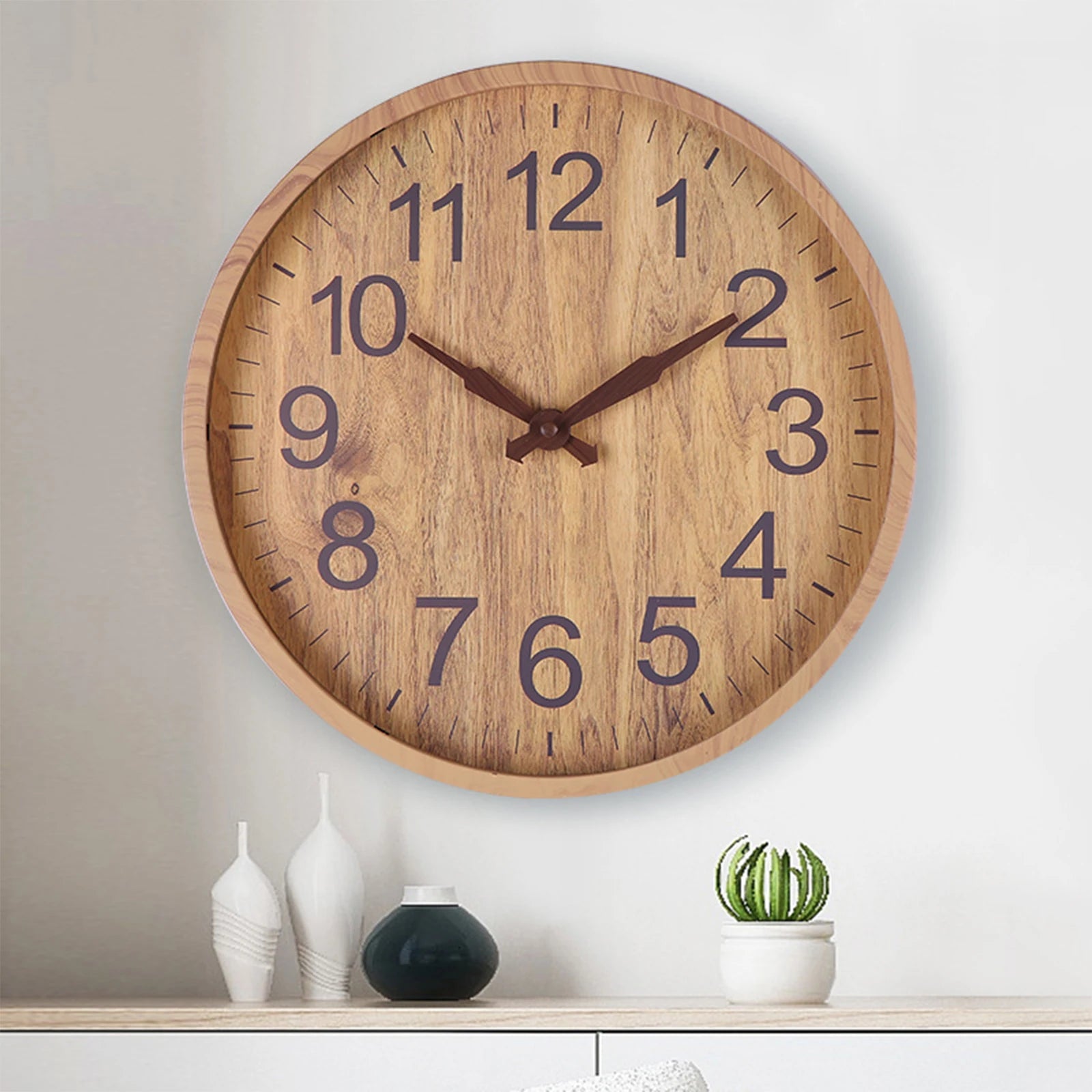 12inch wooden wall clock silent modern round hanging clocks elegant bedroom hallway home office decoration