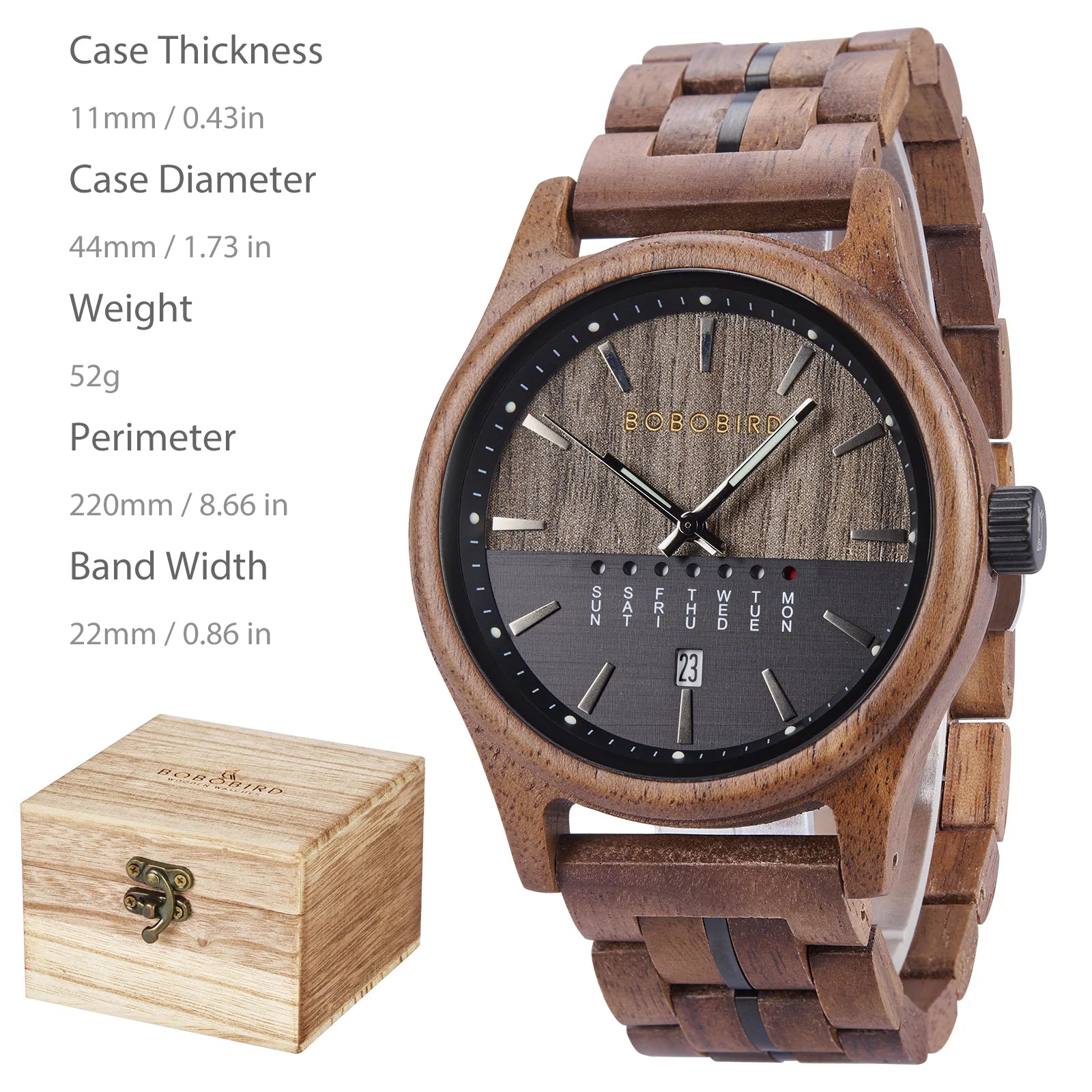 Bobo bird wooden quartz watch vintage man with calendar original luxury brands men’s wristwatch 2024 new arrival