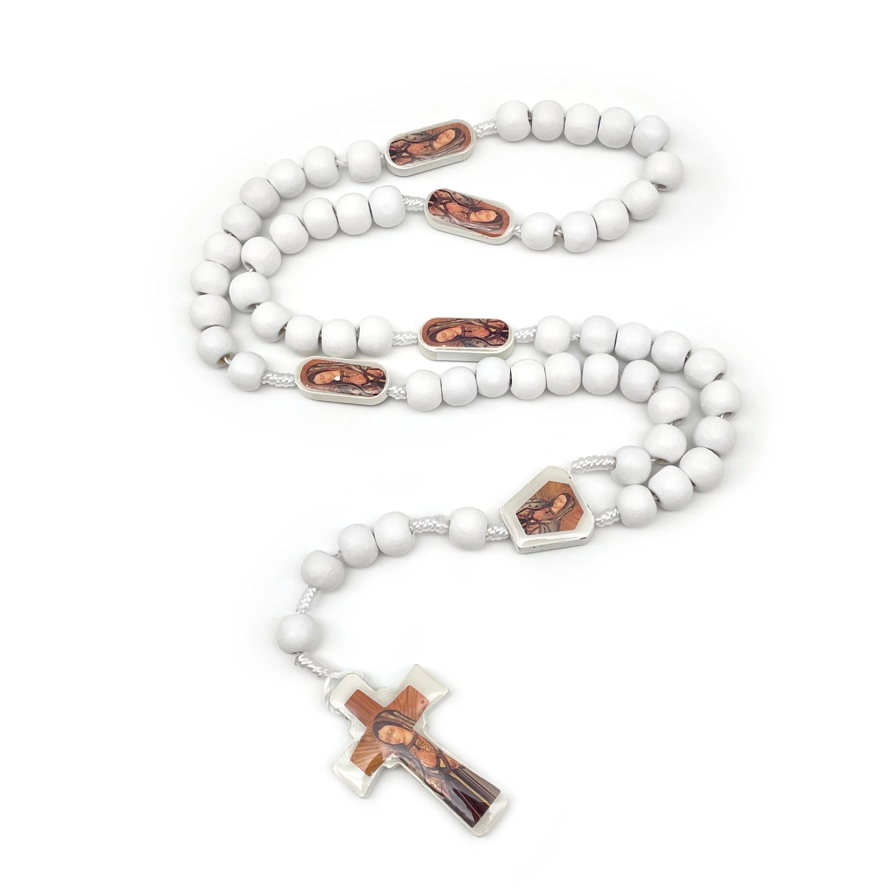 1 pcs rose-scented wooden bead rosary necklace – our lady of guadalupe devotional gift - united states