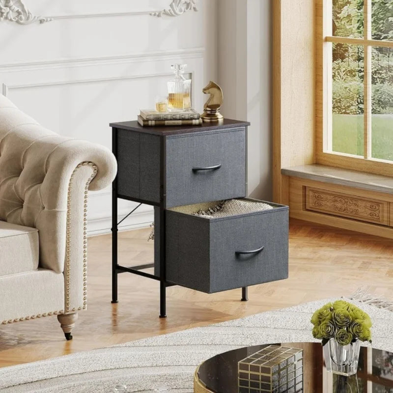 Galaxhero night stand set 2 dresser nightstand fabric drawers bedroom furniture college dorm closet storage - black