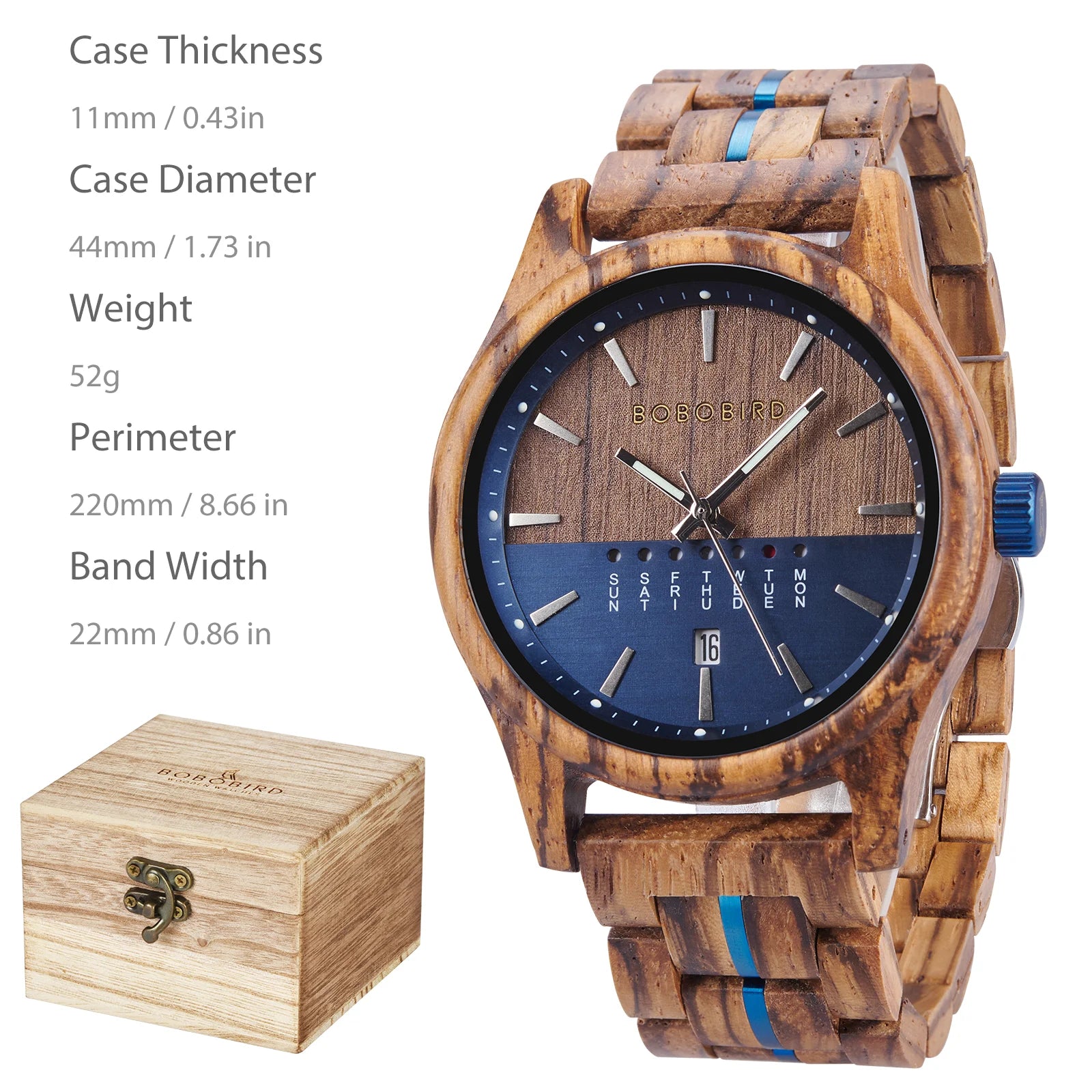 Bobo bird wooden quartz watch vintage man with calendar original luxury brands men’s wristwatch 2024 new arrival