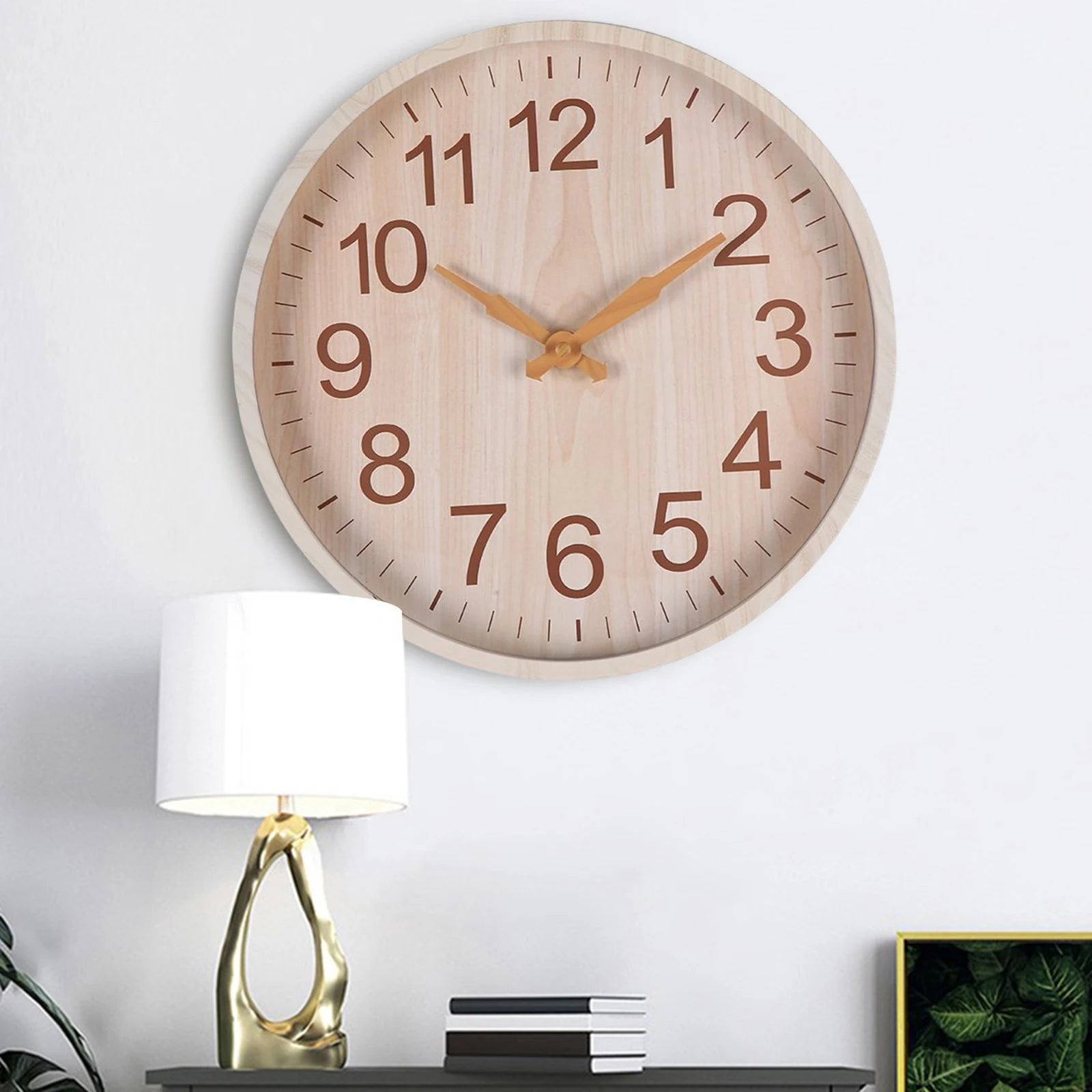 12inch wooden wall clock silent modern round hanging clocks elegant bedroom hallway home office decoration