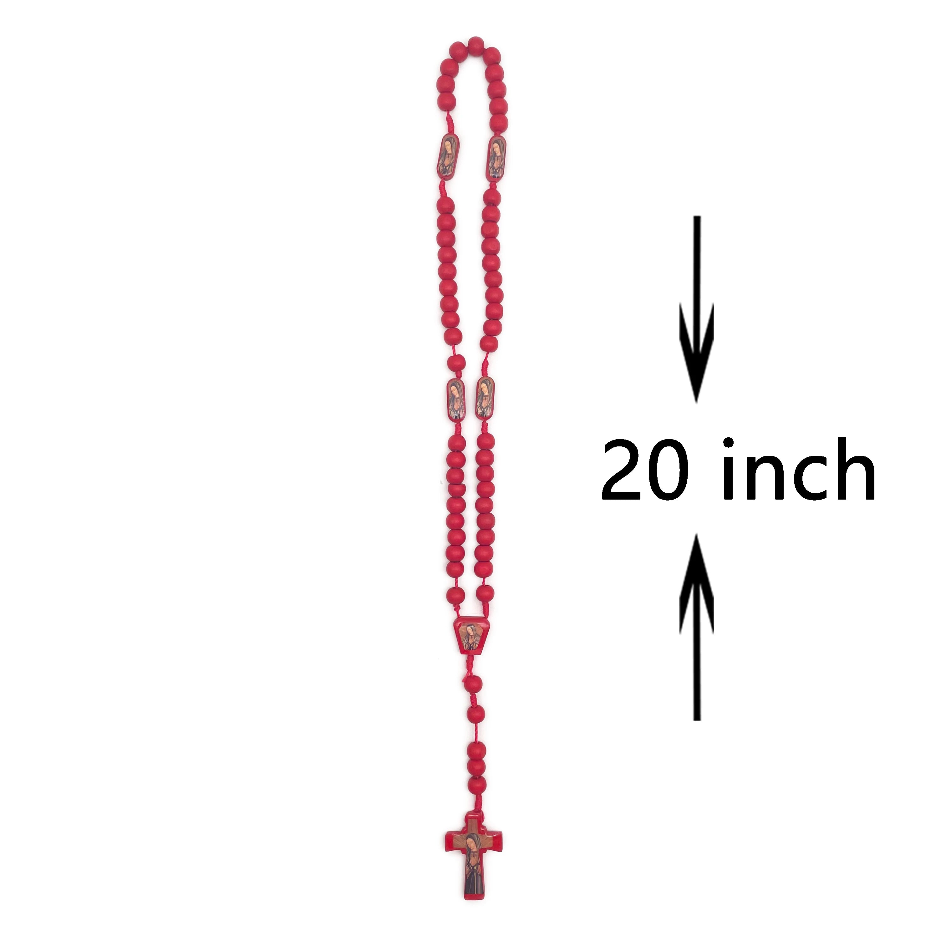 1 pcs rose-scented wooden bead rosary necklace – our lady of guadalupe devotional gift - united states