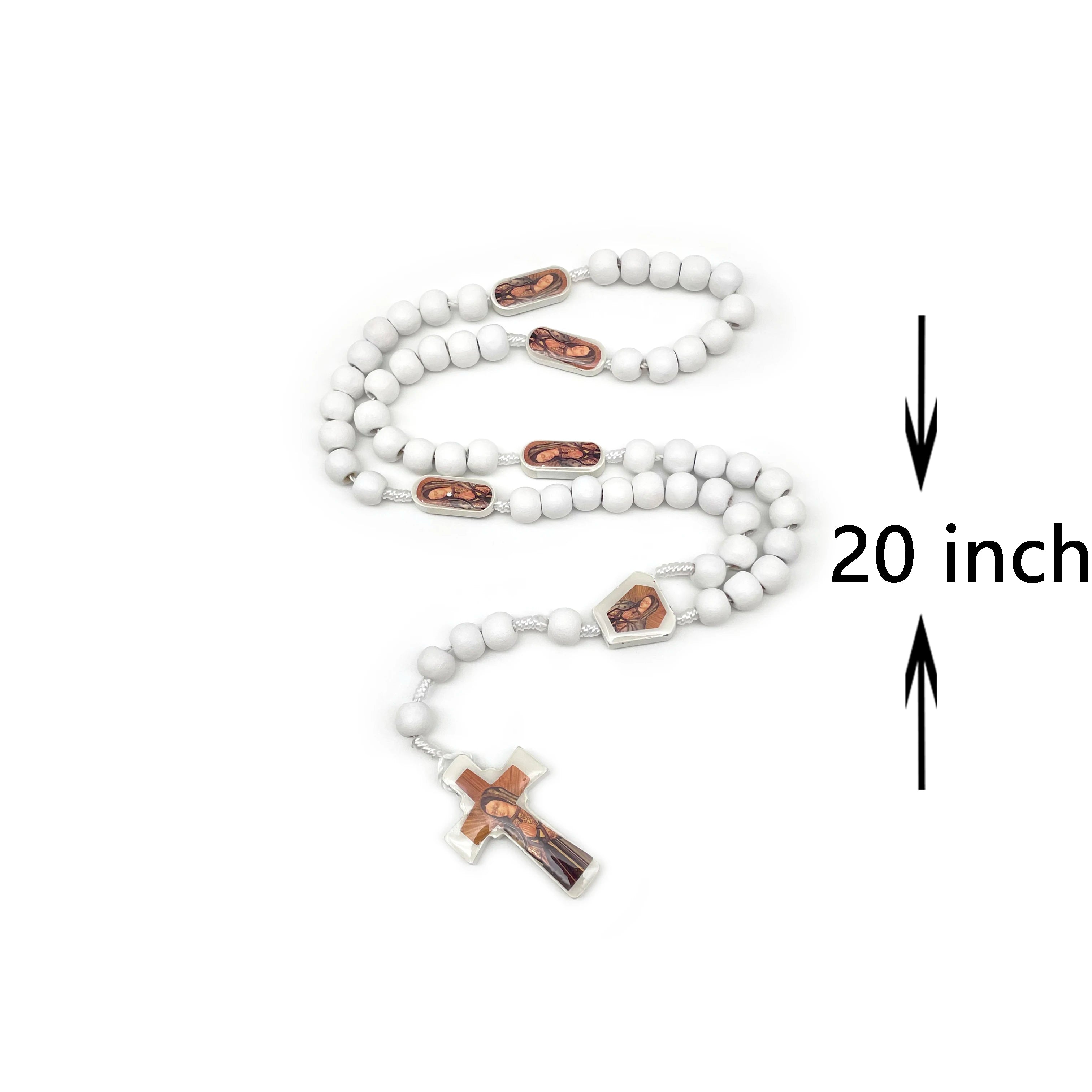 1 pcs rose-scented wooden bead rosary necklace – our lady of guadalupe devotional gift - united states