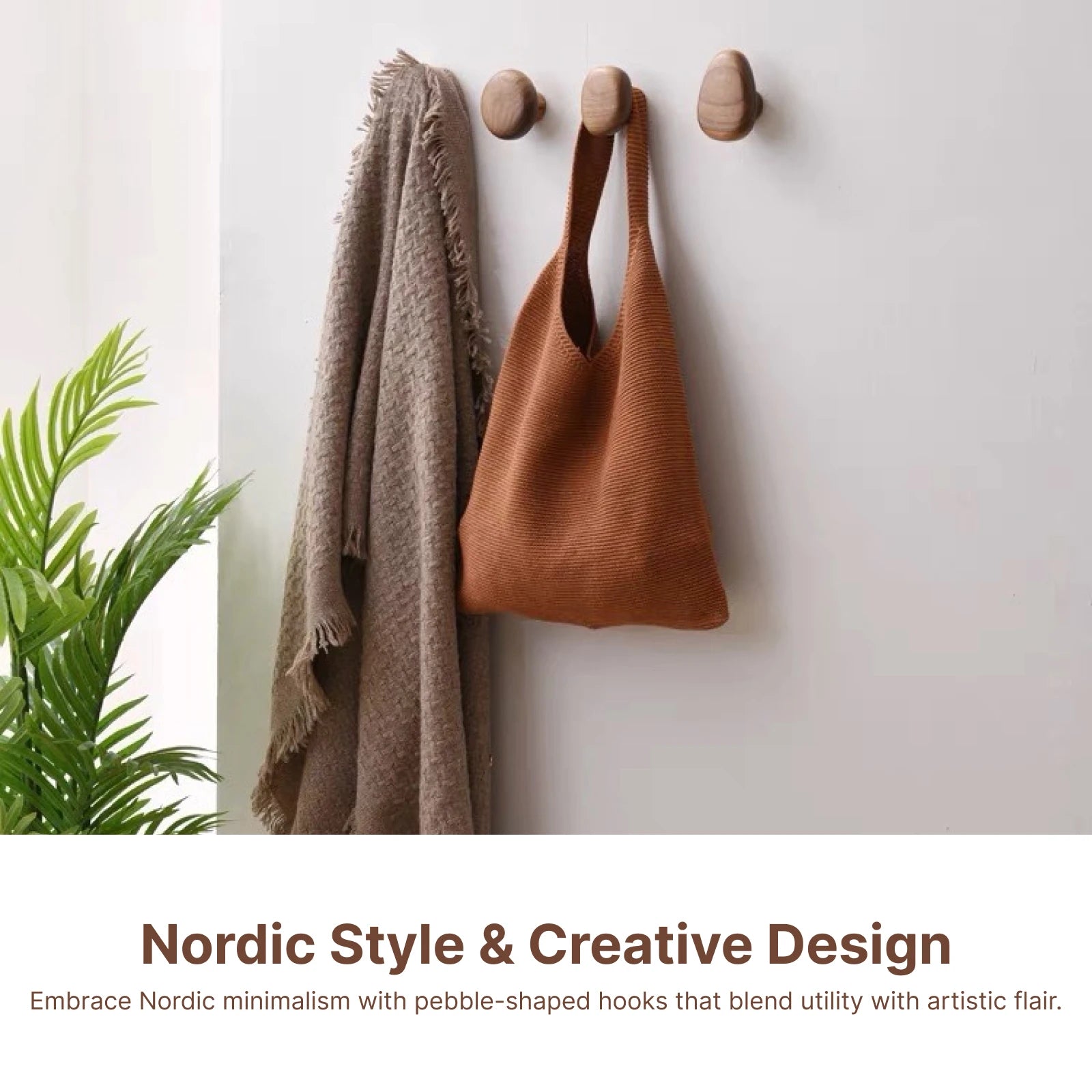 4pcs wood wall mounted coat hooks modern wooden clothes hanger decorative key towel hat scarf bathroom rack