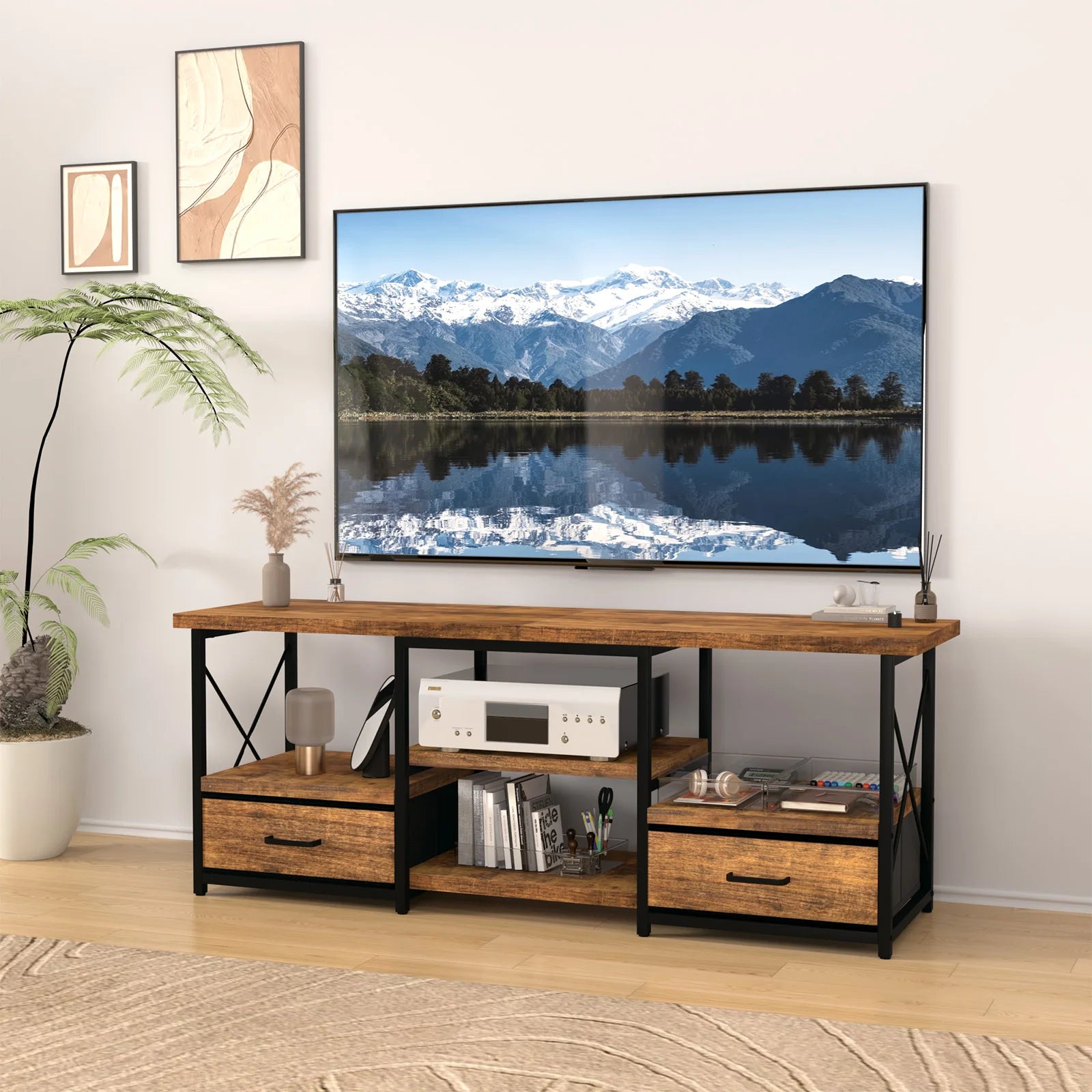 55-tv-stand-with-fabric-drawers-brown