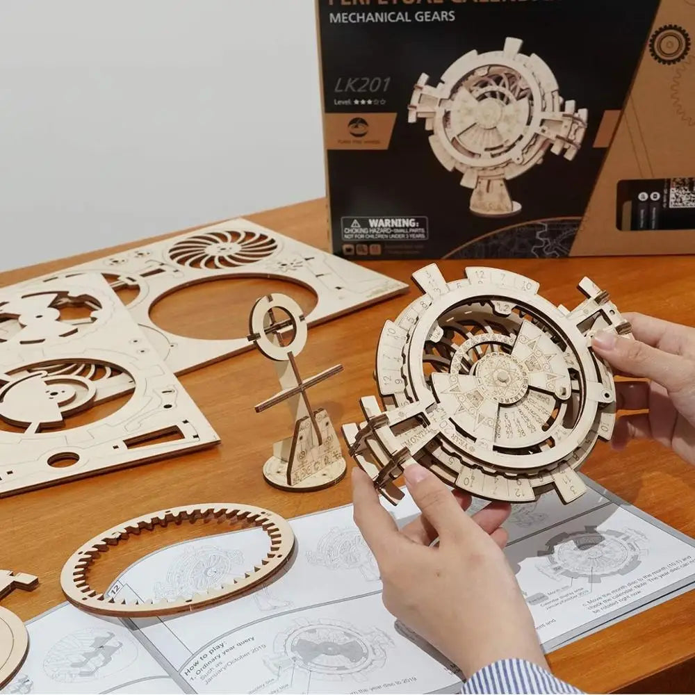 Robotime creative diy perpetual calendar wooden model building kits assembly toy gift for children adult 3d puzzle lk201