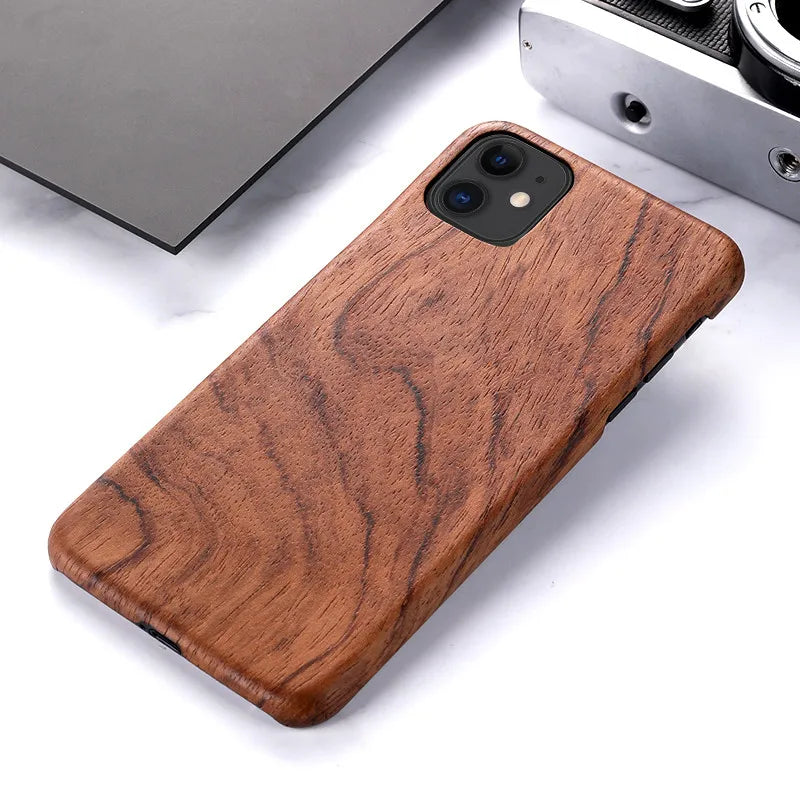 For iphone 17 16 15 14 13 12 pro max 11 mini walnut enony rosewood mahogany real wooden vintage back hard slim case