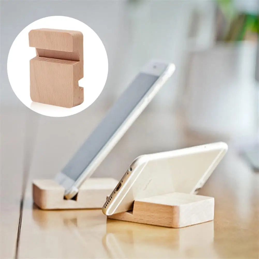 Slot wood bracket phone stand flat desktop mobile universal double simple solid