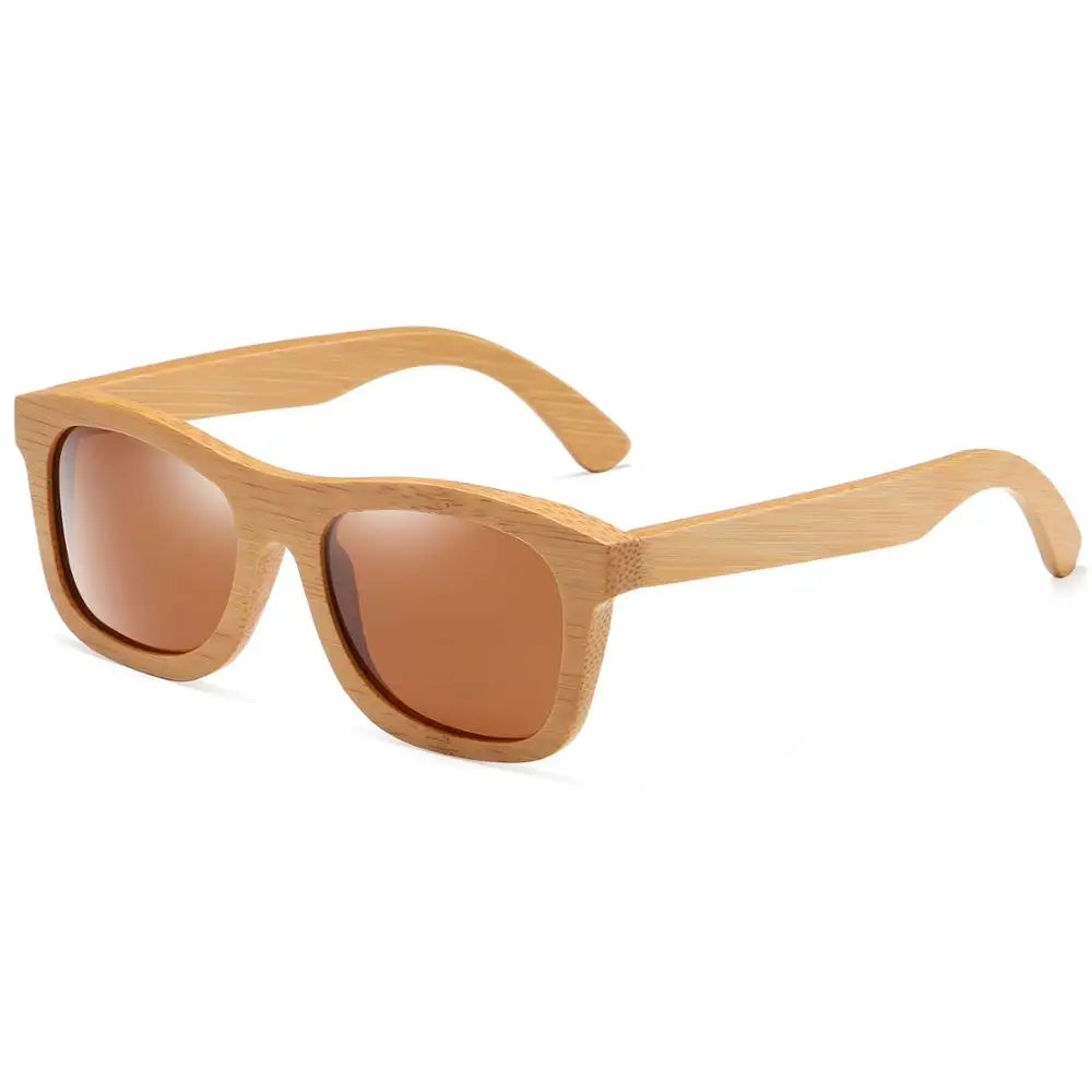 Gm natural wooden sunglasses handmade polarized mirror fashion bamboo eyewear sport glasses s1725 - brown