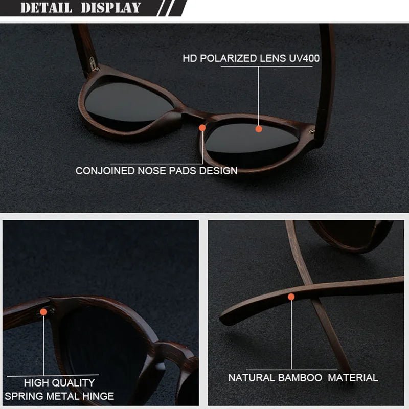 Natural bamboo wood sun shades women men 2021 eyeglasses polarized handmade fashionable suitable custom sunglasses