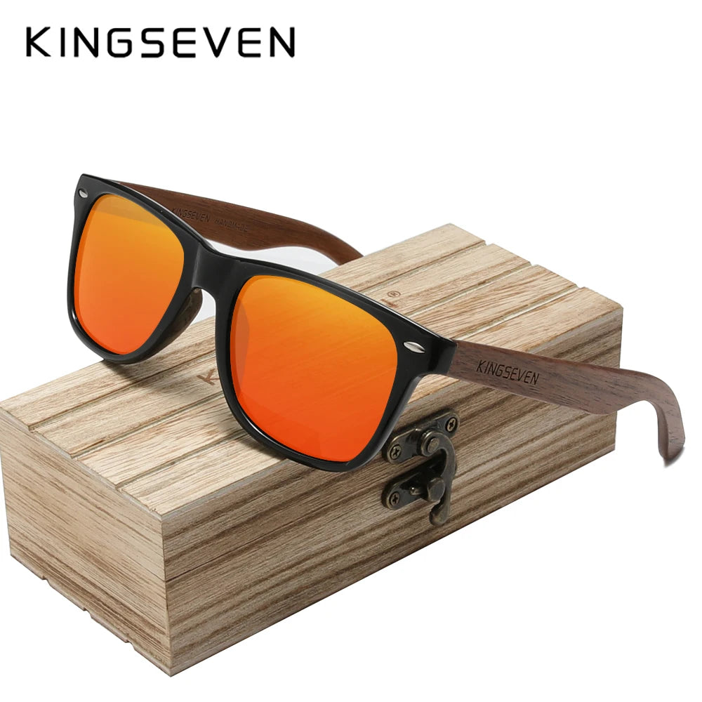 Kingseven brand 2023 fashion handmade natural wooden sunglasses for men women polarized sun glasses uv400 mirror male