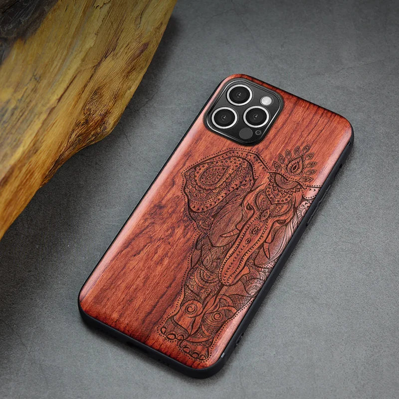 Real wood phone case for iphone 15 pro max shockproof wooden cover 11 12 13 14 xr xs 7 8 plus funda - color 3 / se2020